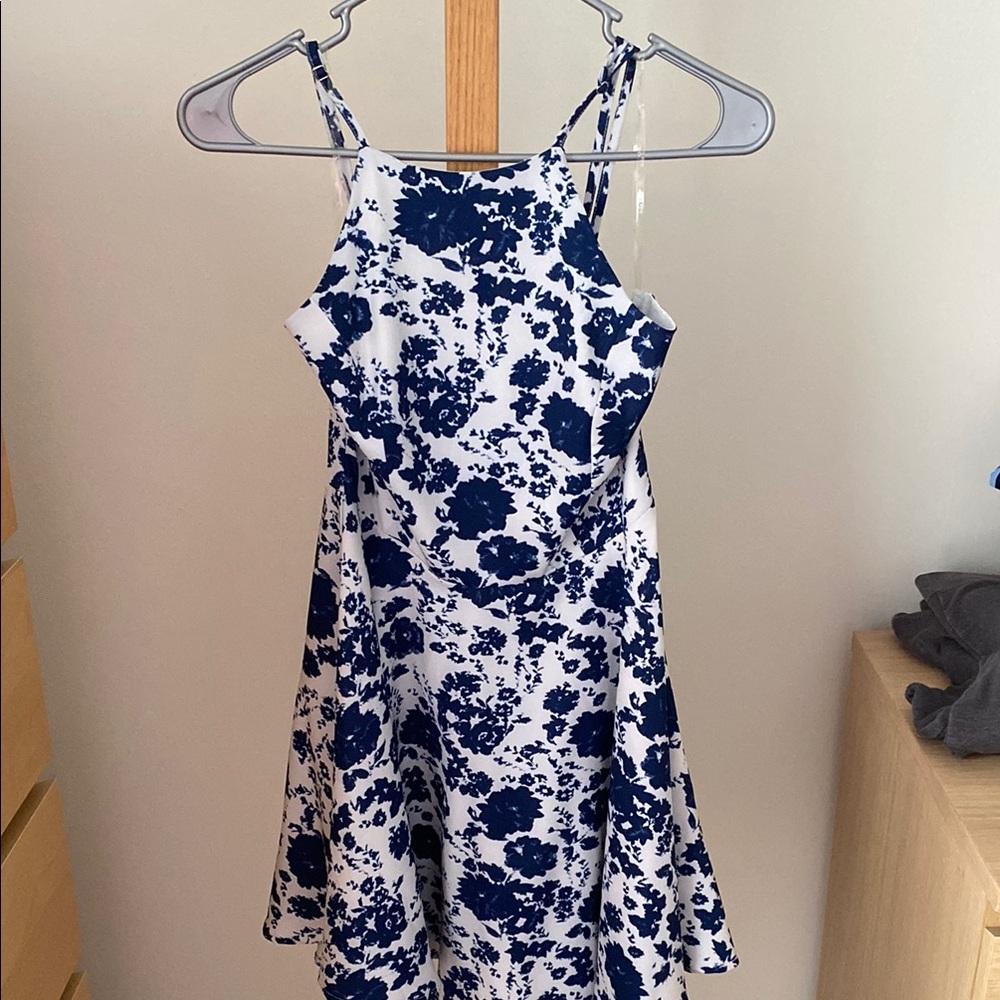 Floral Blue and White Dress